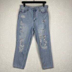 S.O.N.G Jeans Womens Size 11/30 Light Blue Distressed Classic Mom Jeans Casual